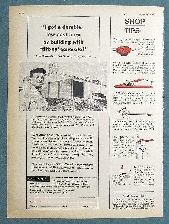 Original 1960 Building Products Ad Endorsed by Ed Marshall of Ithaca New York