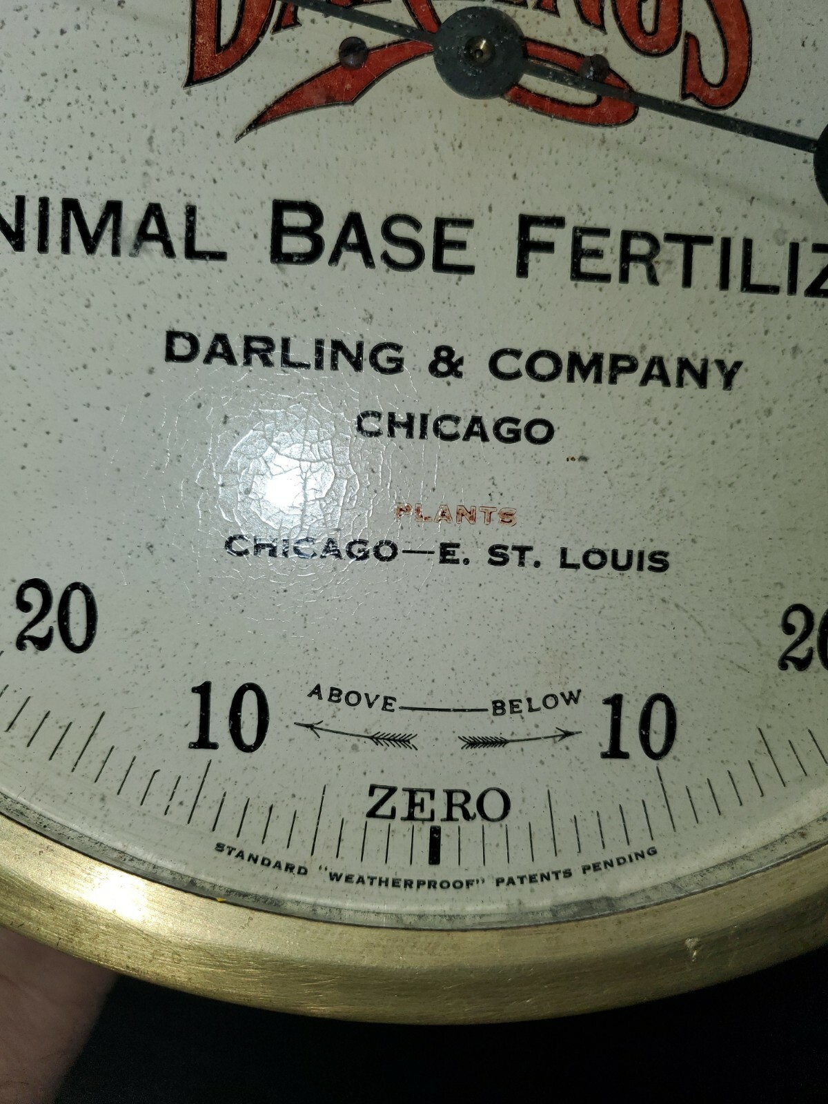 Vintage Darling’s Animal Base Fertilizer Round Thermometer Chicago St. Louis