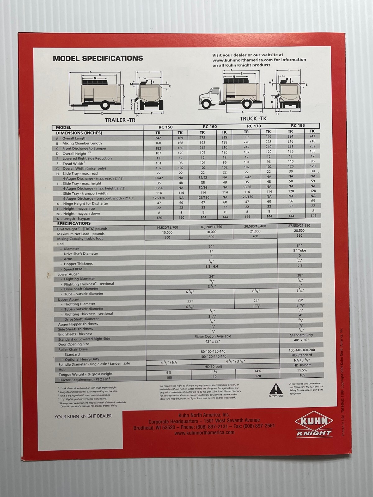 KUHN – RC Reel Commercial TMR Mixers – Sales Brochure *Original 2009*
