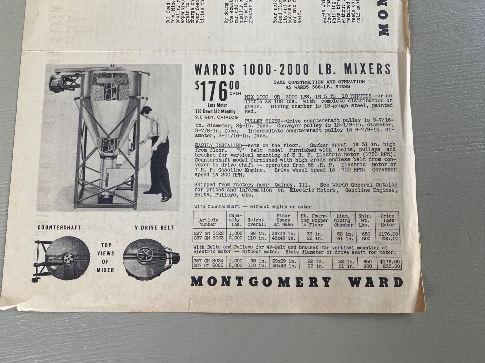 Vintage Montgomery Ward Whirlwind Farm Ag Feed Mixer Advertising Brochure Flyers