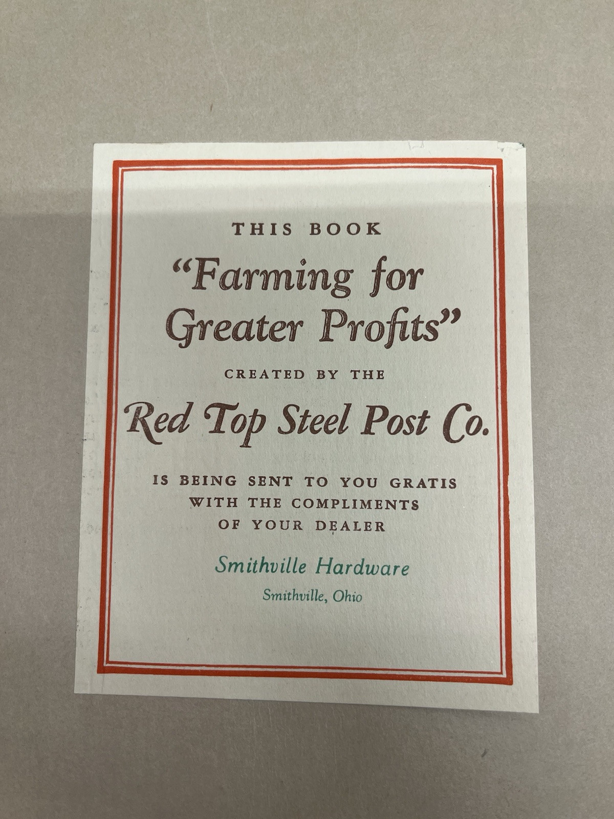 1930 Red Top Steel Posts sales brochure. Smithville, Ohio