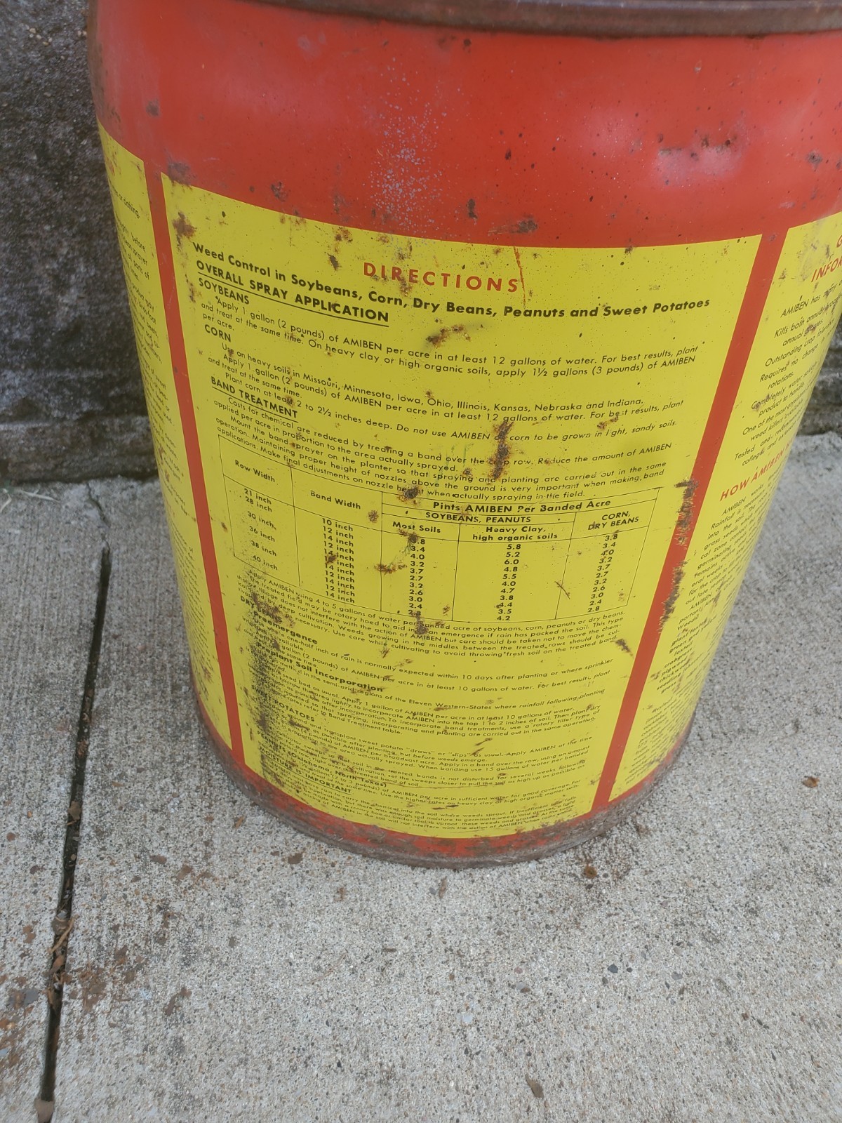5 Gallon Metal Can Amiben Herbicide No Lid Soybean Weed Control Farm Decor #5