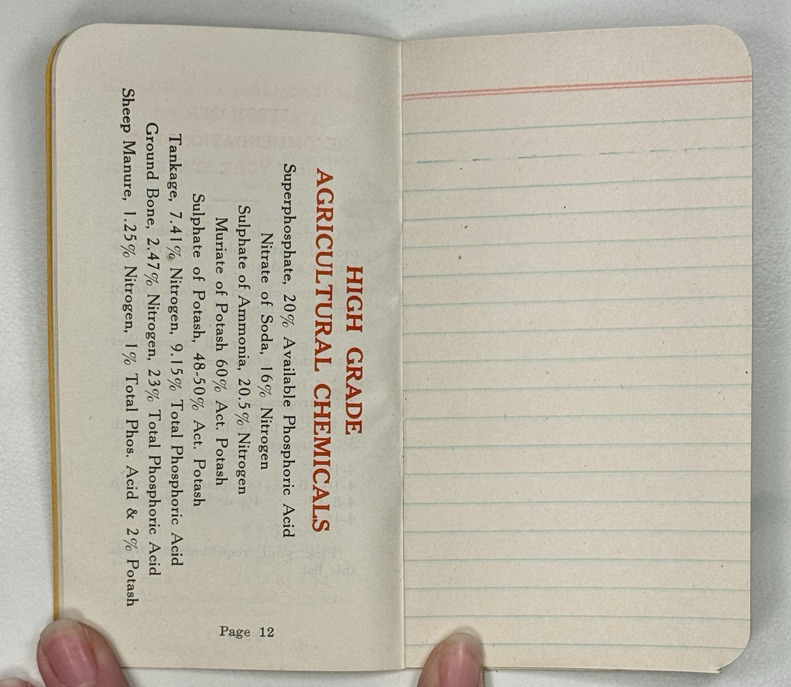 1955 Corenco Fertilizer Memo Book With Calendar Notepad Booklet Massachusetts