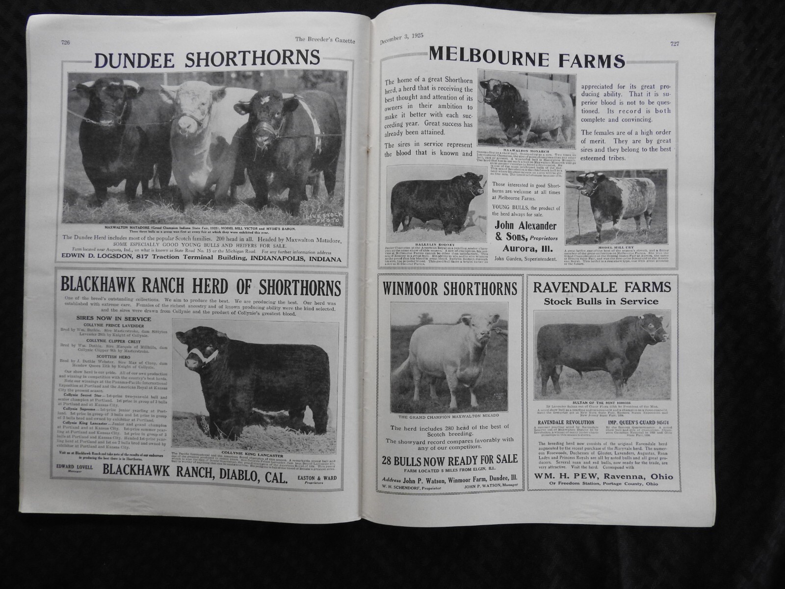 1925 Breeder&rsquo;s Gazette Magazine – cattle rancher farmer horse show VERY GOOD