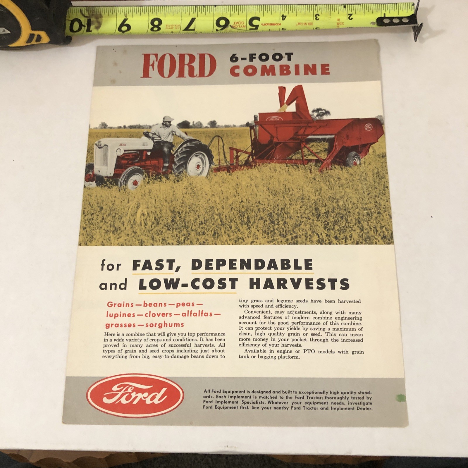 Ford Tractor 6 Foot Combine Brochure FCCA HOMUTH MOTOR CO LAURENS IOWA