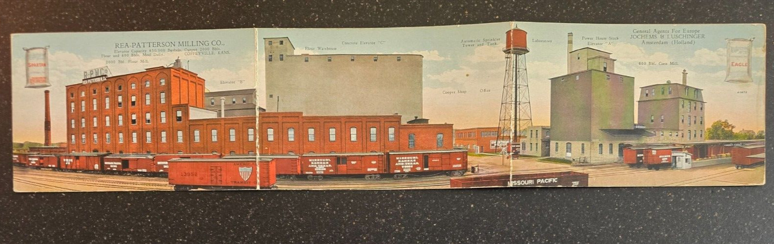 1920&rsquo;s Vintage Tri-fold Postcard Size Ad, Rea-Patterson Milling, Coffeyville, KS