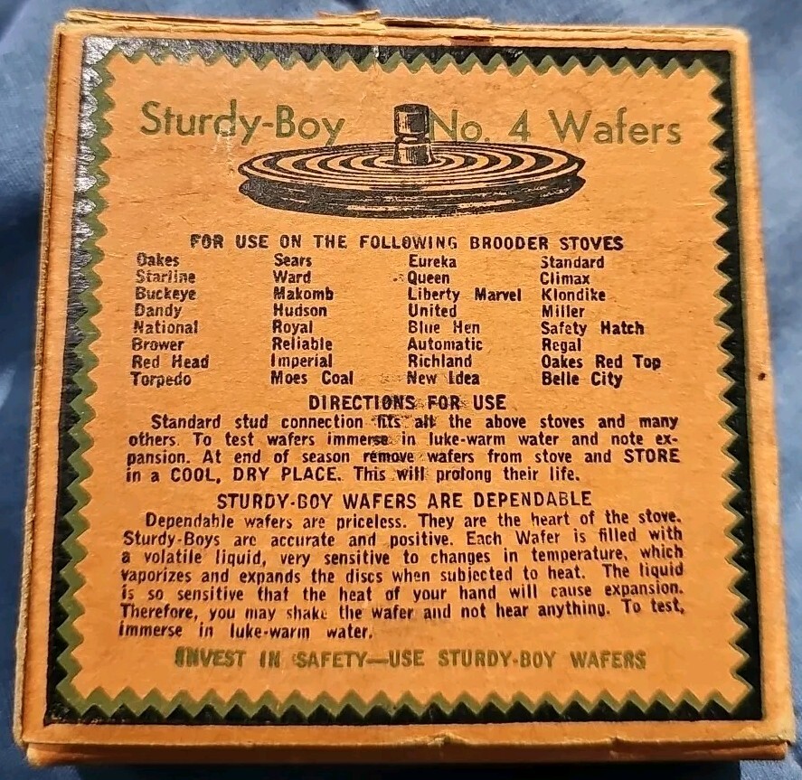 Vintage Advertising Sturdy Boy No. 4 Coal Brooder Wafers In Original Box!