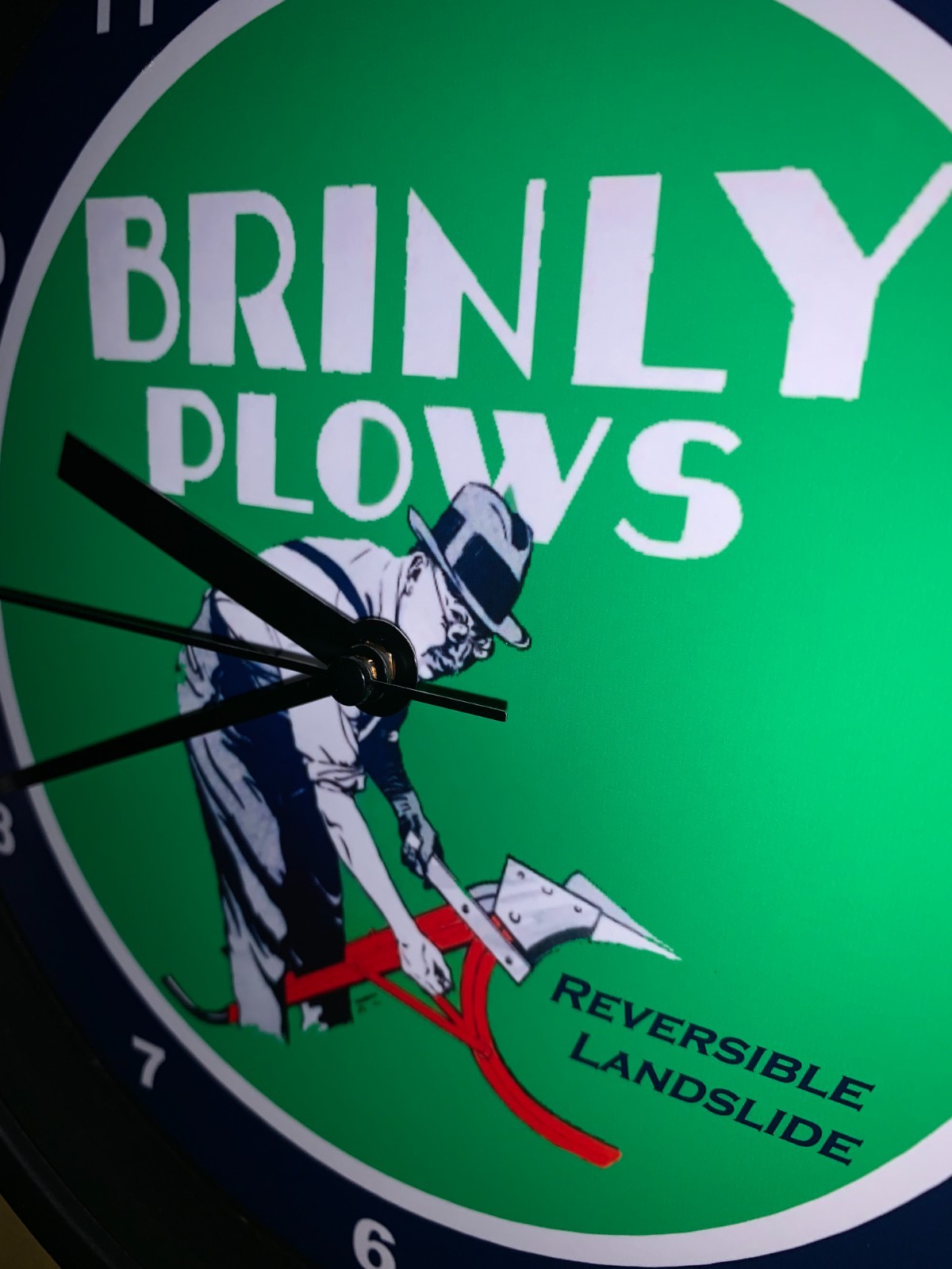 Brinly Plows Farm Implements Tractor Barn Garage Man Cave Bar Clock Retro Sign