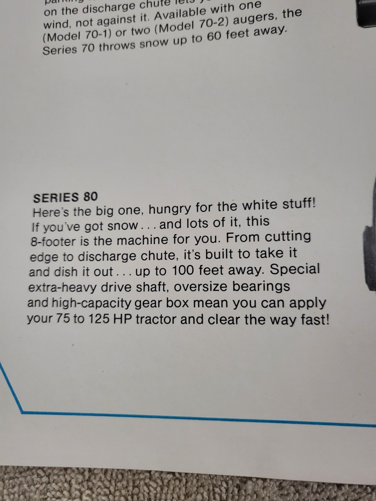 Original ARPS Series 60 70 80 Snowblowers Sales BROCHURE Tractor Rear Mount PTO
