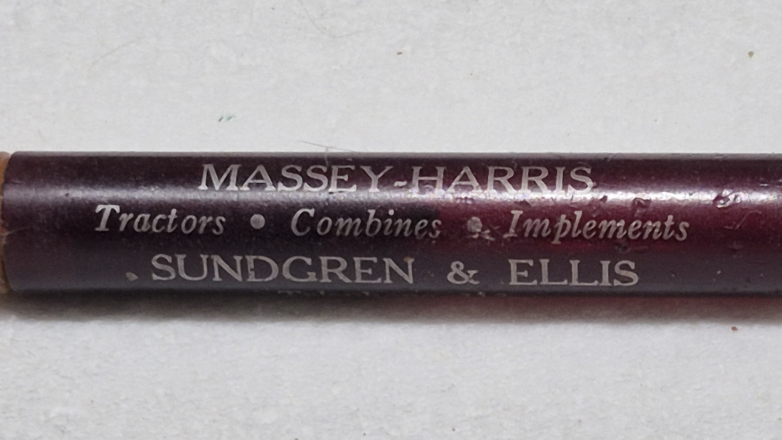 « MASSEY-HARRIS * Sungren & Ellis & Phone 312 * Greensburg, Kansas » Bullet Pencil