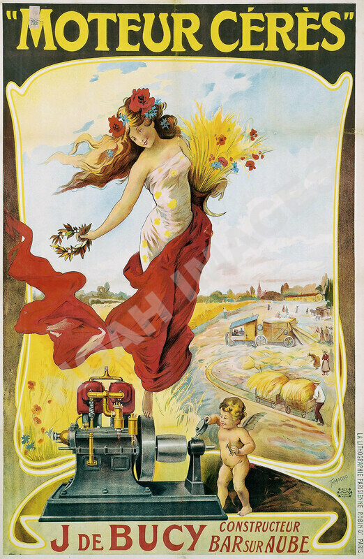 Moteur Ceres vintage french agriculture motor ad 16×24