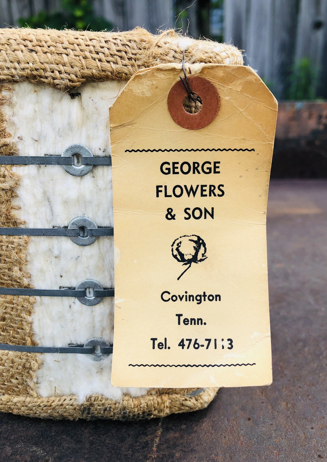 Vintage GEORGE FLOWERS & SON *COTTON BALE* COVINGTON, TENN. Salesmen Sample