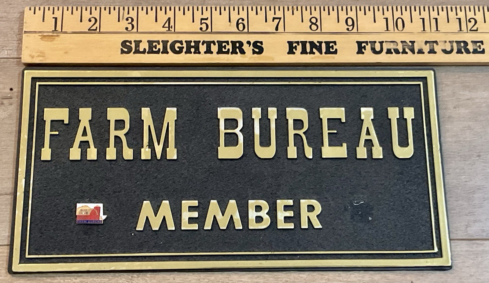 Plastic Farm Bureau Member Brown Sign 11×6 With Pin