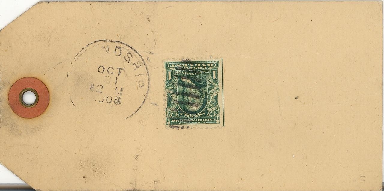 ANTIQUE 1908 « RUMSEY STATIONERY GAS ENGINES » SHIPPING TAG Friendship New York