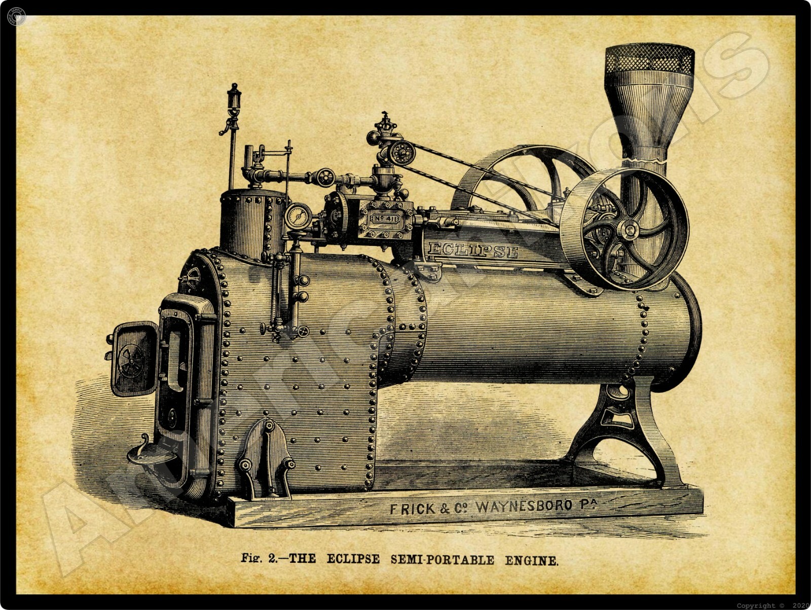 Frick Engines New Metal Sign: Frick Semi-Portable Engine – Waynesboro, PA