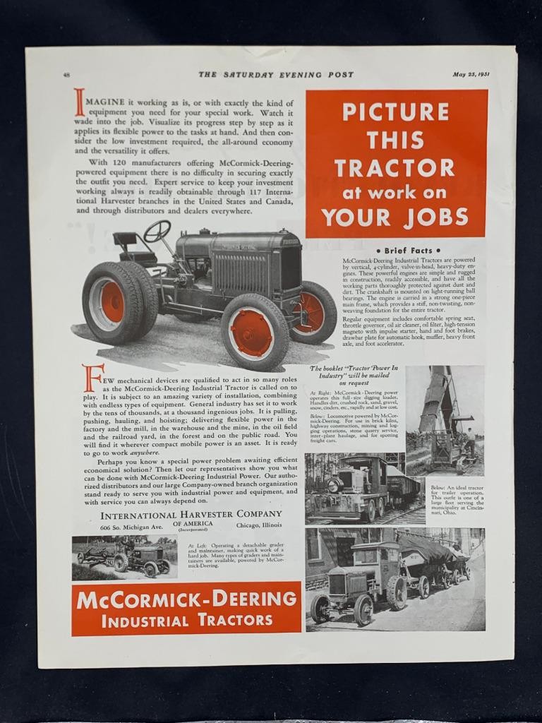 Magazine Ad* – 1931 – McCormick-Deering Tractors