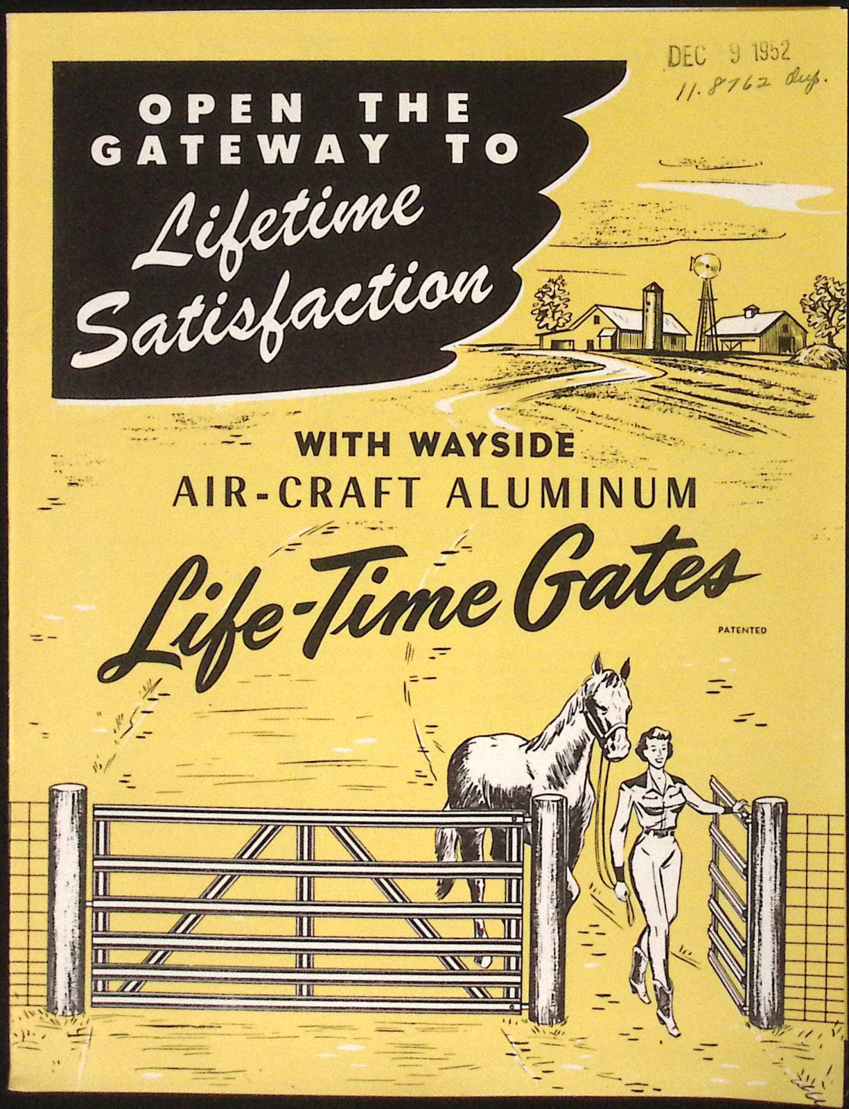 1952 Wayside Air-Craft Aluminum Life-Time Gates Illustrated Brochure