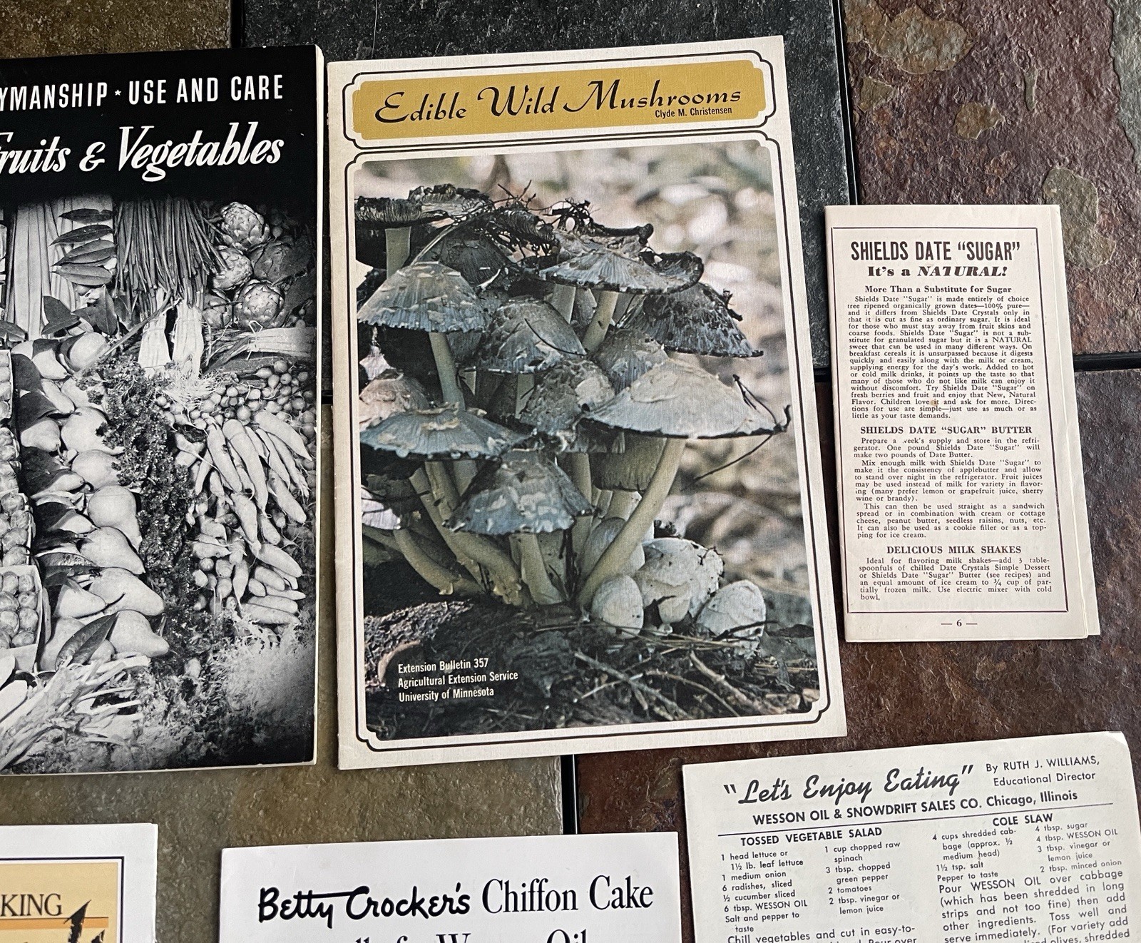 Vintage Veggies And Bulletin, Meat Cooking Nutrition Pamphlets 1970s Cooking