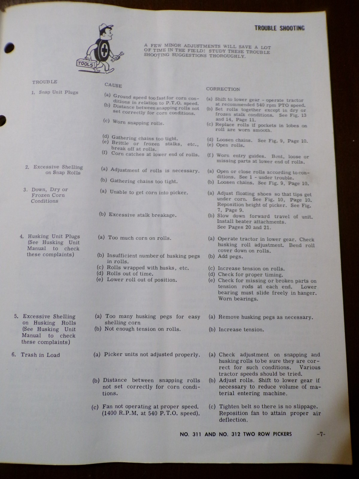 New Idea No 311 & 312 Two-Row Pull-Type Pickers Op&rsquo;s Manual, 313 Husking Unit