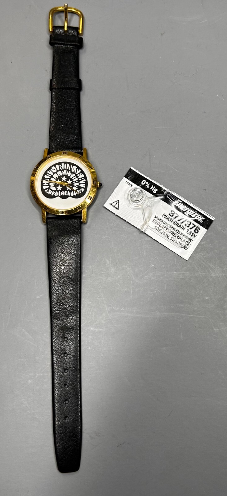 RARE CAST IRON SEAT COLLECTORS ASSOCIATION WATCH WITH LEATHER BAND EXTRA BATTERY