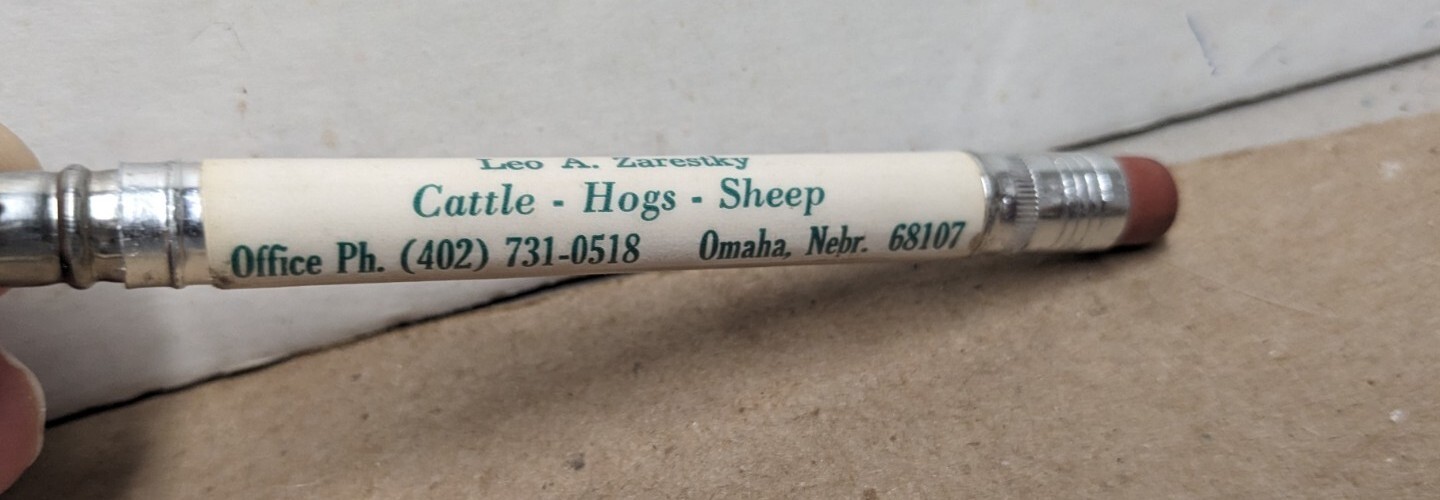 Vintage Ralston Livestock Market Service Omaha NE Bullet Pencil Leo A. Zarestky