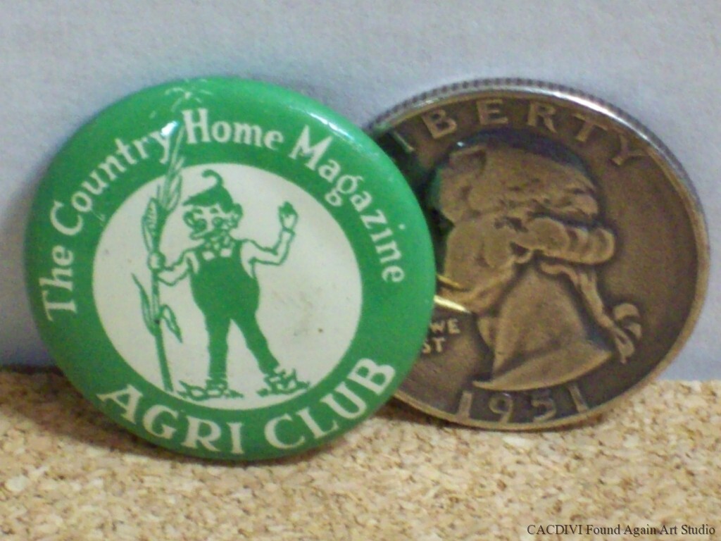 Garden Elf Pin Vintage Country Home Magazine Button Gardening Fairy Agri Club