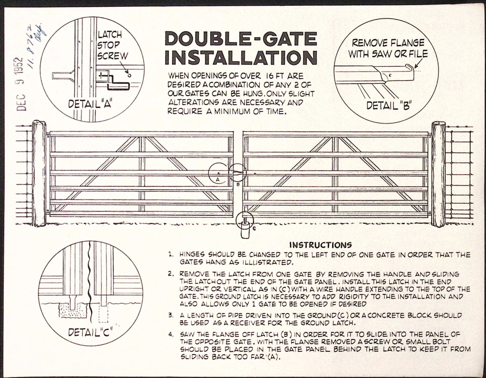 1952 Wayside Air-Craft Aluminum Life-Time Gates Illustrated Brochure