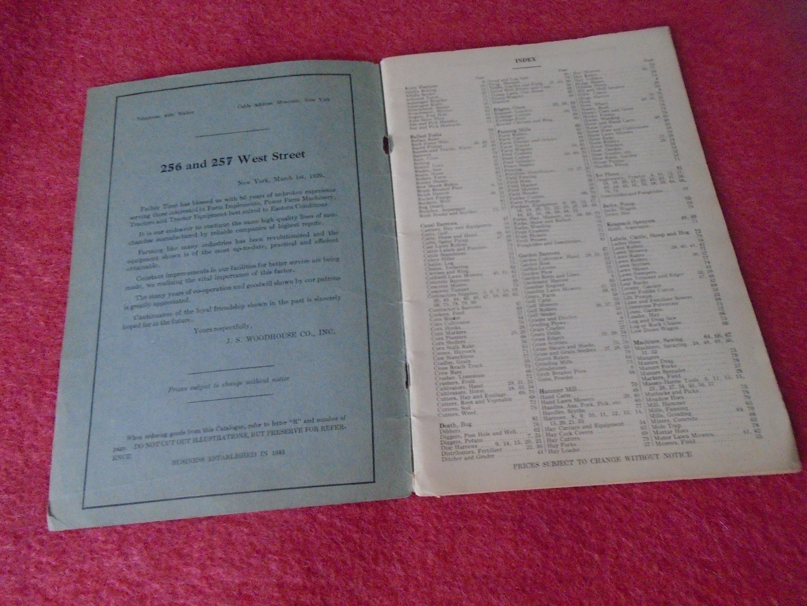 Scarce Vintage 1929 J S Woodhouse Agricultural Implements Machines Catalogue B
