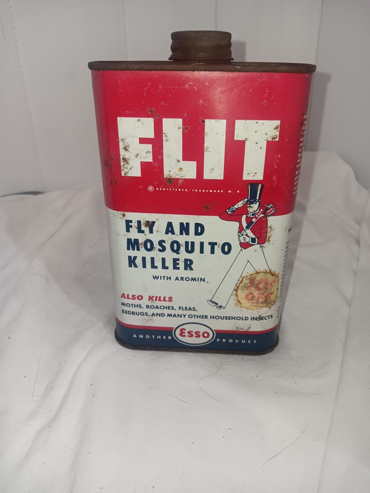 1940&rsquo;s-ESSO Flit Fly and Mosquito Killer-EMPTY- Pint Vintage Metal Can-FREE SHIP