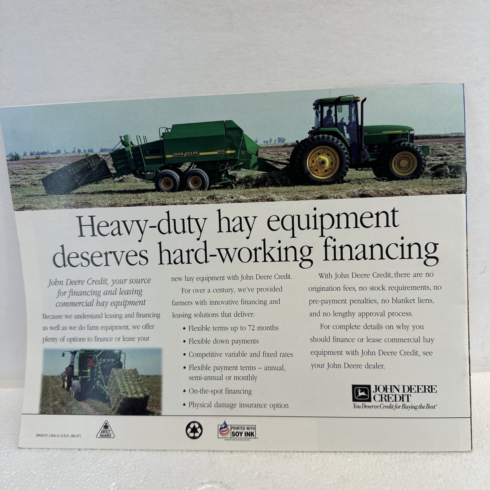 John Deere Commercial Hay Equipment For 1996 Brochure