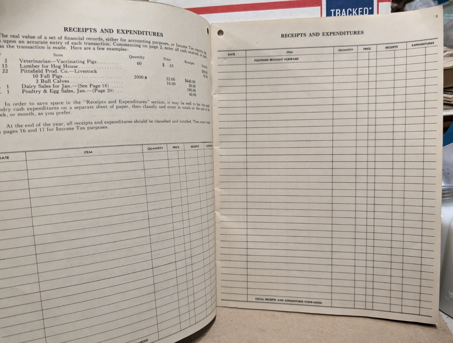 Vintage Farm Accounting Record La Crosse Lumber Fayette Mo Keystone Steel & Wire