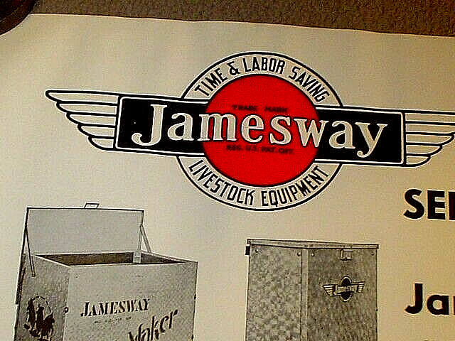 VTG 1952 JAMESWAY LIVESTOCK EQUIPMENT HOG FEEDERS PAPER POSTER SIGN 24 » X 21 »