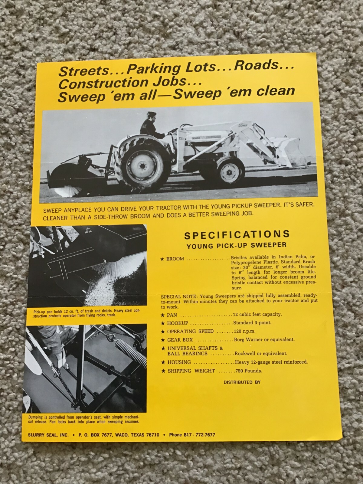 1960s Young Sweeper for tractors sales sheet.