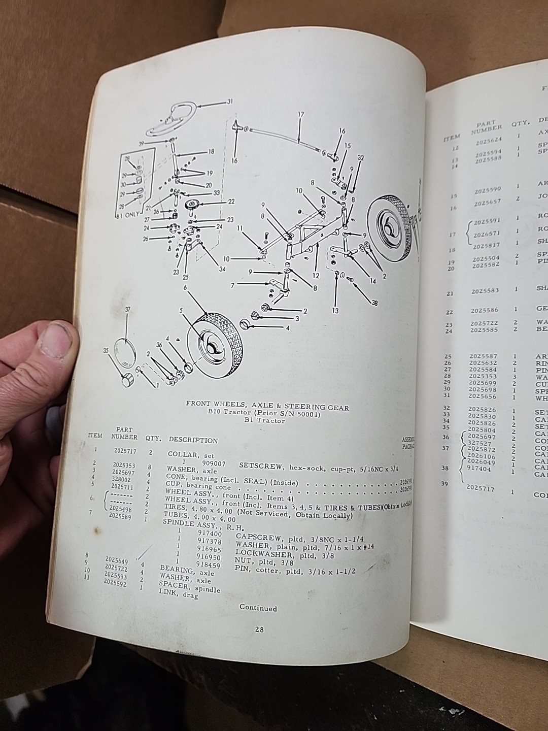 Allis Chalmers Parts & Illustration Catalog for B1 B10 B12 Big Ten Tractors 1968