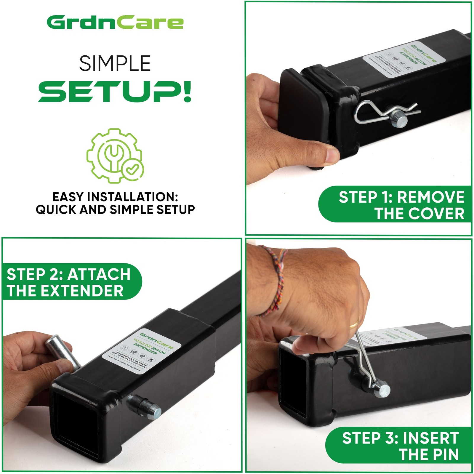 GrdnCare Heavy-Duty 10&Prime; Trailer Hitch Extender for 2-Inch 10 Inch, Black
