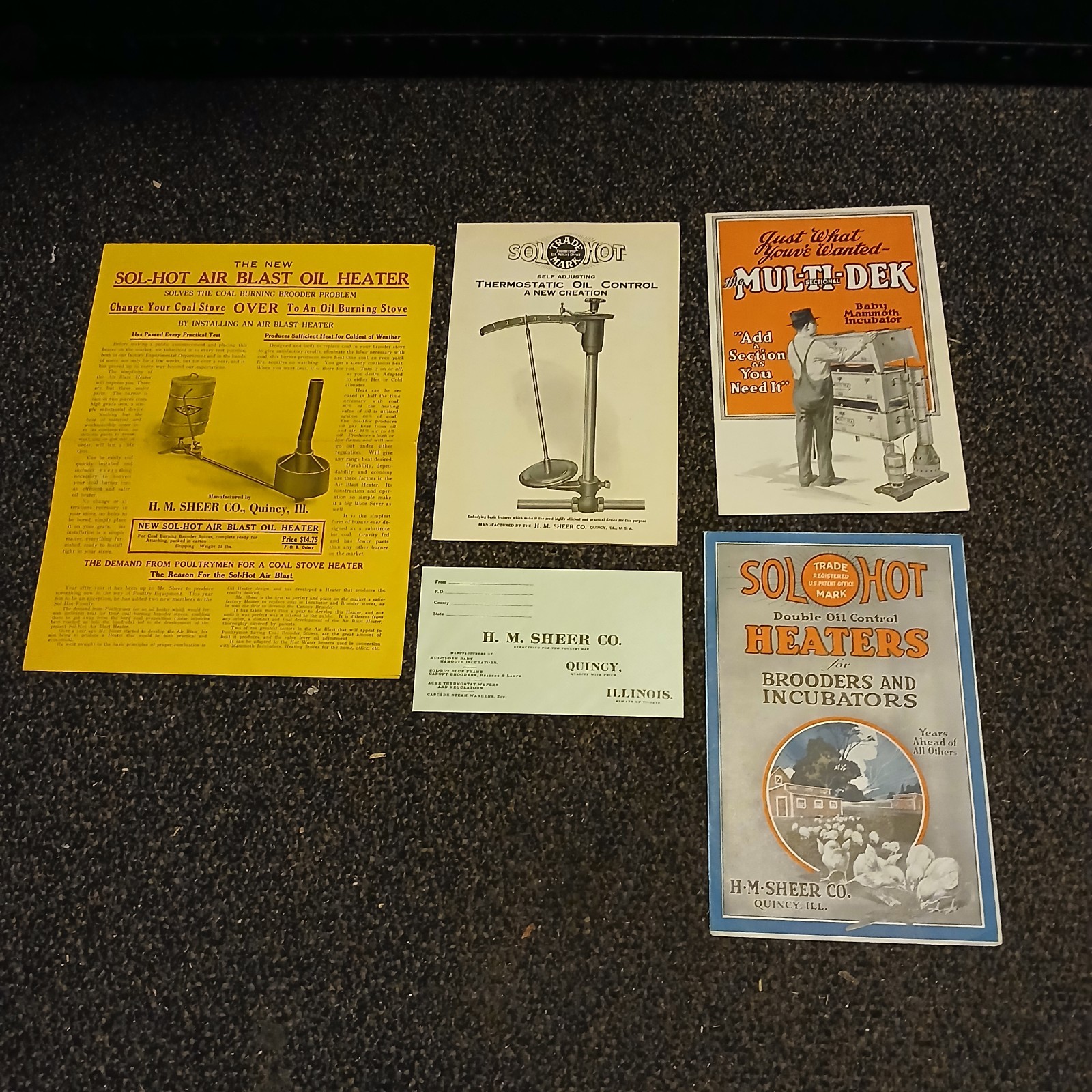 Vintage Sol Hot Heater Brooder Incubator Ads Flyers HM Sheer Dairy Ephemera 50s