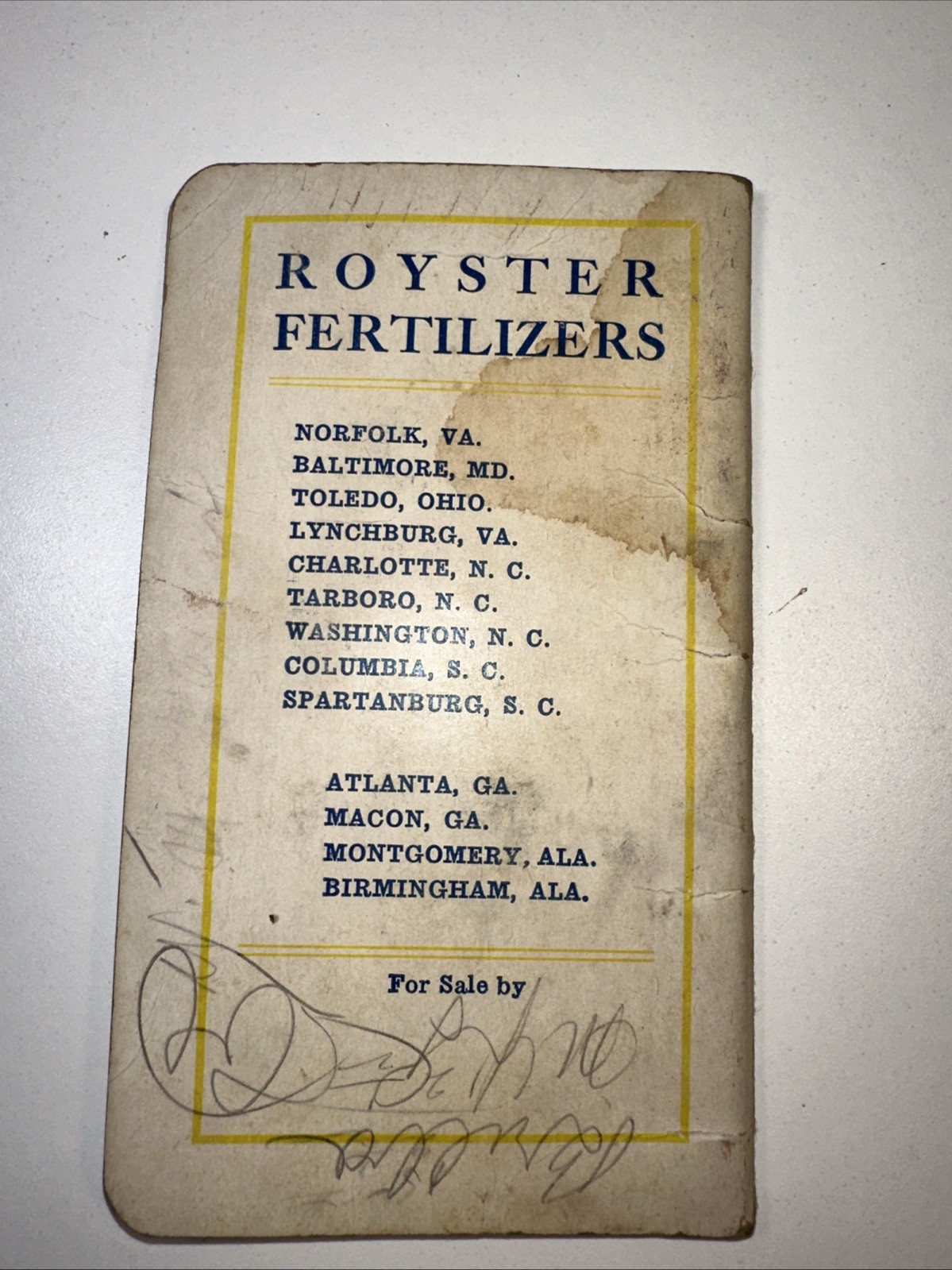 1927 FS Royster Guano Co. Royster Fertilizers Advertising Memo Book. Virginia￼