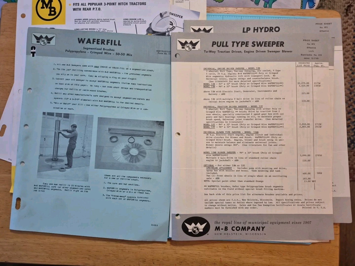 1971 M-B Street Sweeper Spec Sheets & Brochures