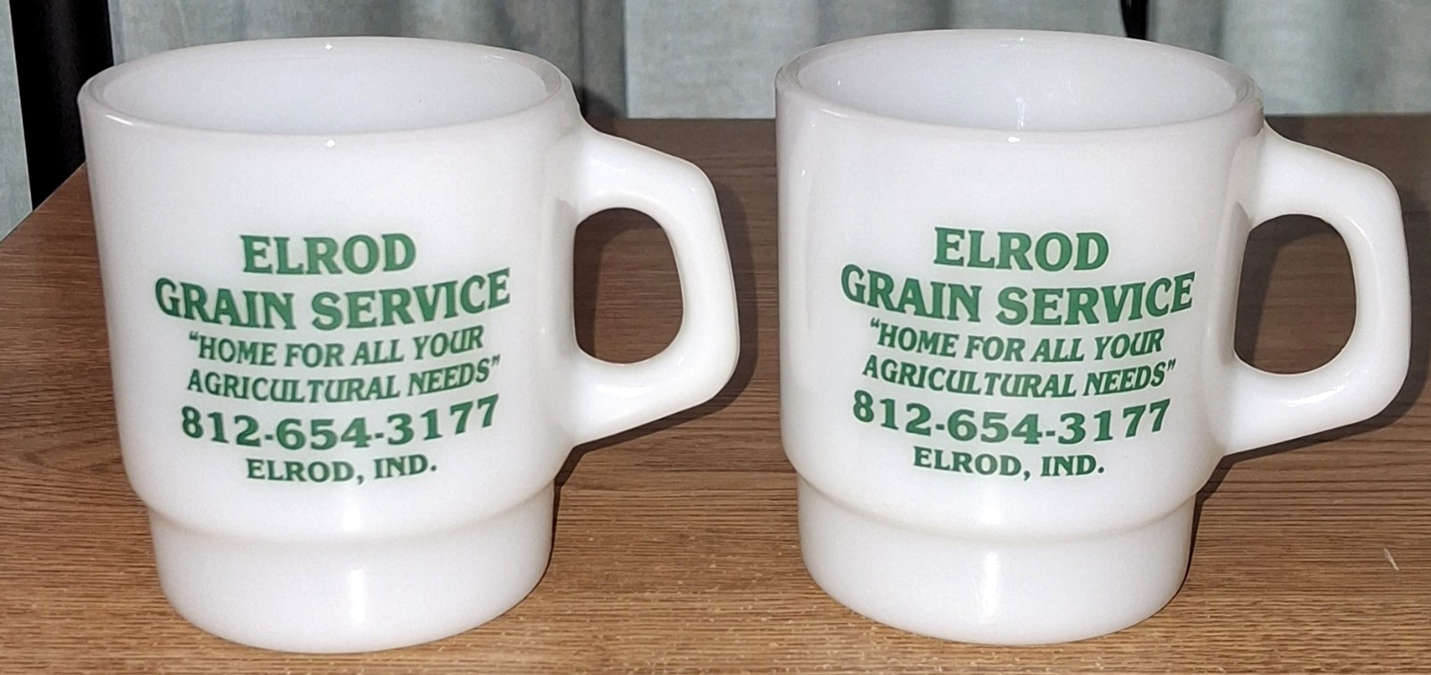 Vintage Elrod Grain Service Elrod Indiana Anchor Hocking Mug Lot of 2