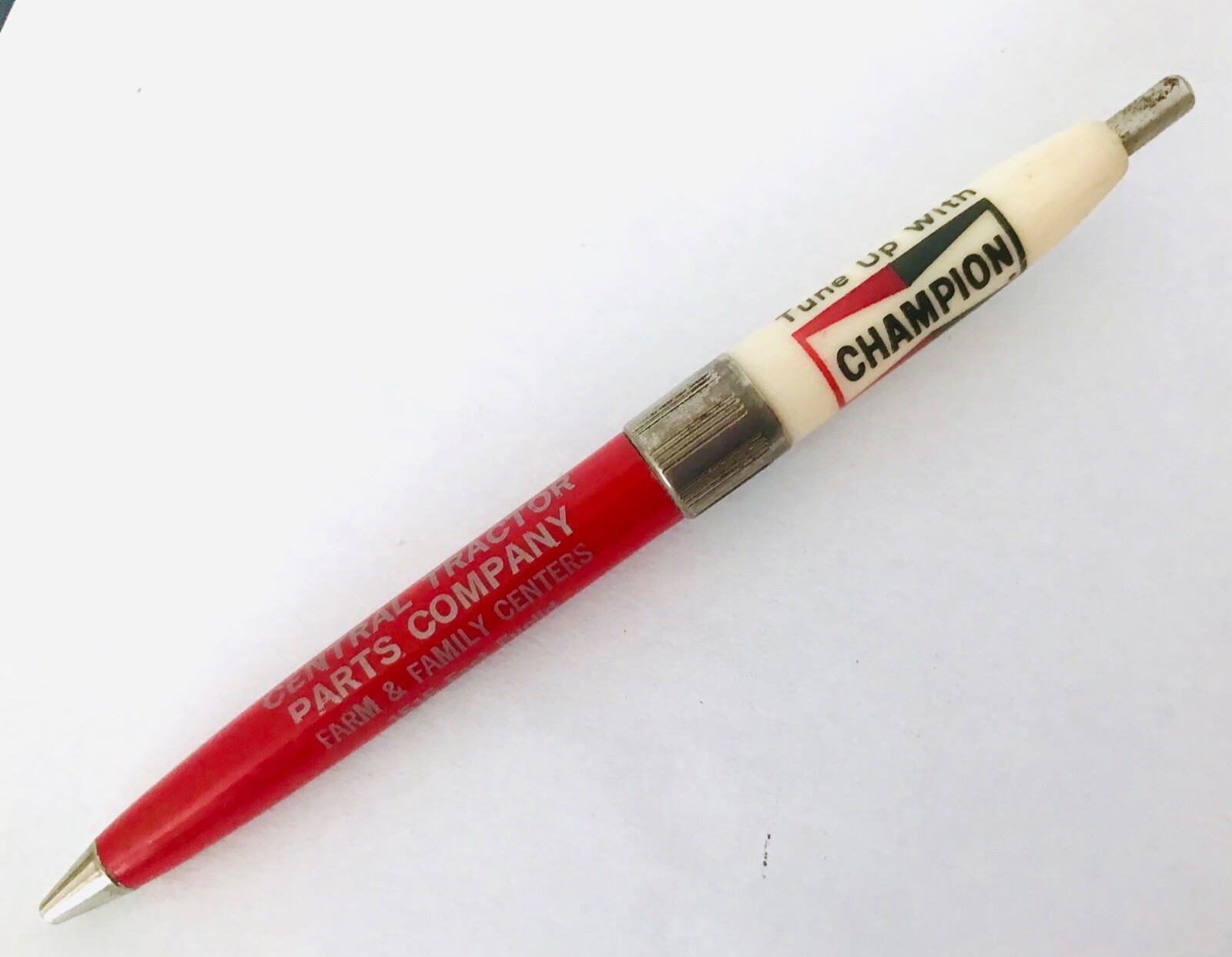1930s-50s CHAMPION Central Tractor Parts Tune Up Des Moines IA Tucker Promo Pen