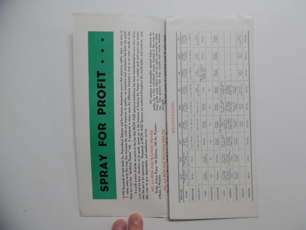 c.1930s IRON AGE Farm Tractor Power Sprayer Duster Brochure A.B Farquhar Vintage