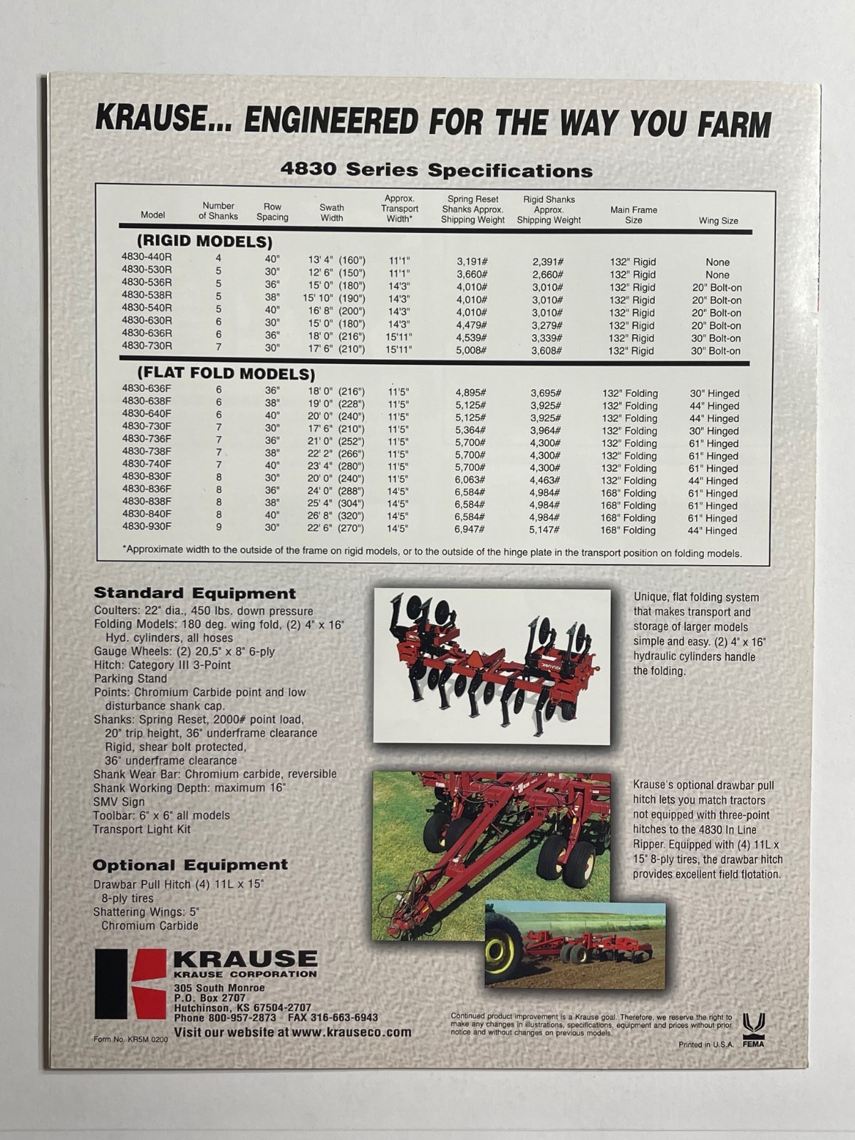 Krause Landsman In Line Ripper Models – Sales Brochure *Showroom Dealer Item*