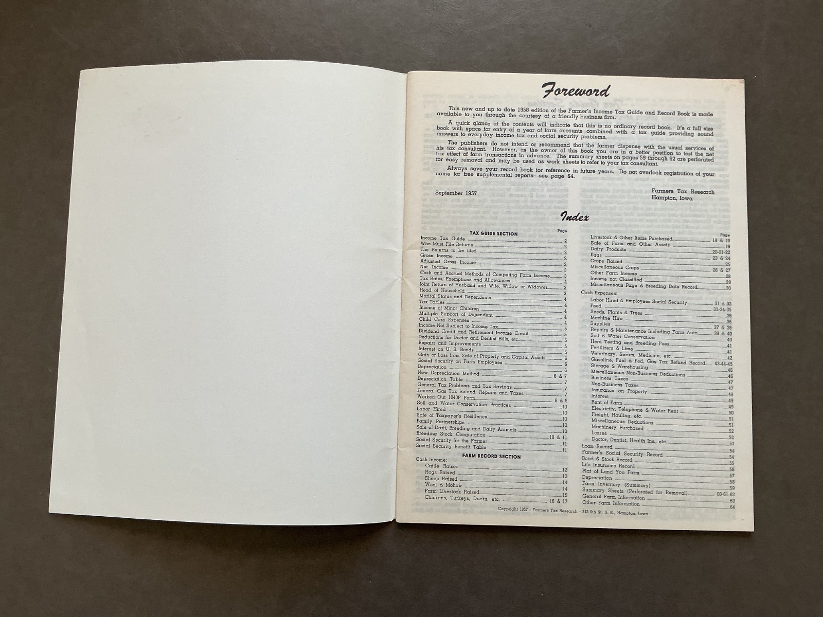Vintage 1958 Farm Record Book – Botsford Lumber Co. Winona, Minnesota