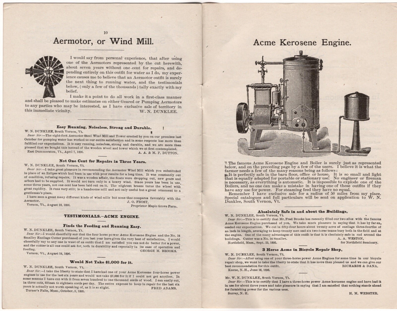 TWO 1890s CREAM SEPARATOR BROCHURES VT. FARM MACHINE CO DAIRY ACME STEAM ENGINE