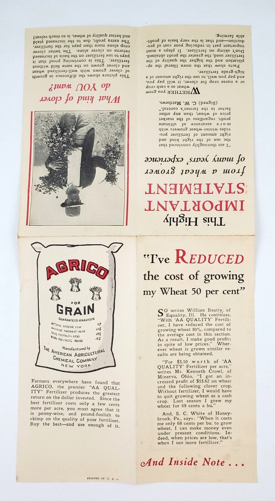 1930s Agrico American Agricultural Chemical Fertilizer Vtg Advertising Pamphlet