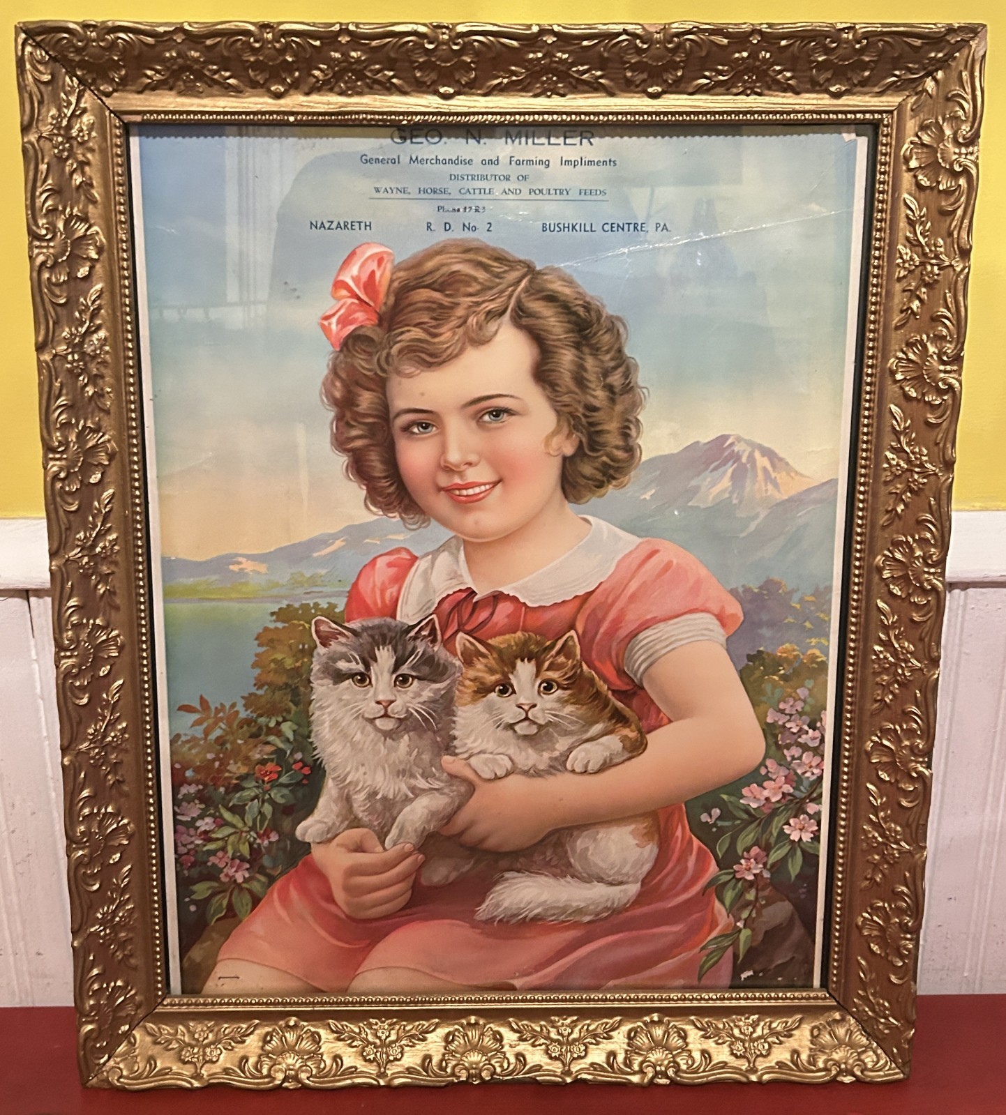 Antique Geo. N. Miller Nazareth & Bushkill Centre, PA. Framed Calendar Cover