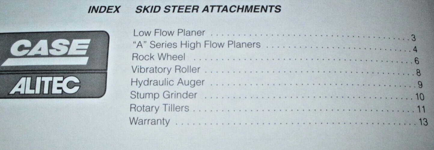 Case Alitec Skid Steer Loader Attachments Product Information Manual Brochure