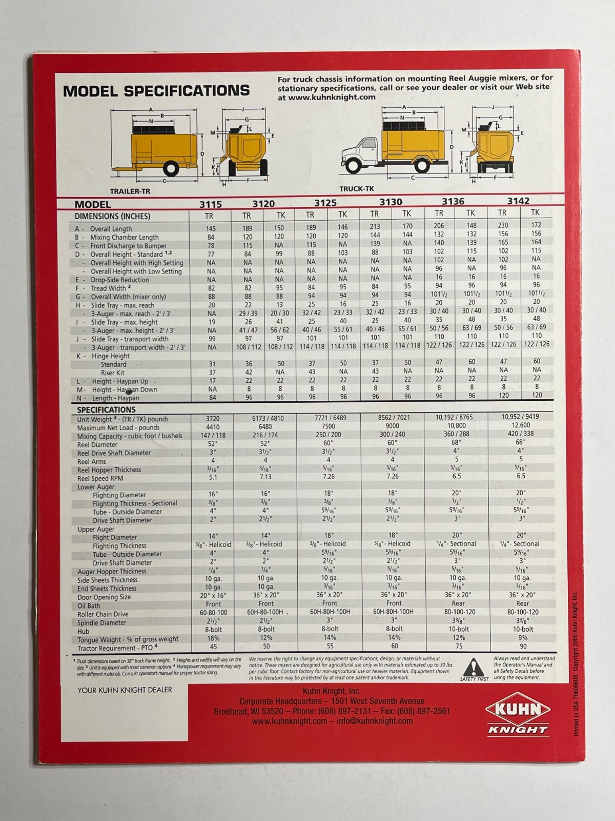 Kuhn 3100 Reel Auggie TMR Mixers Sales Brochure *Showroom Booklet*