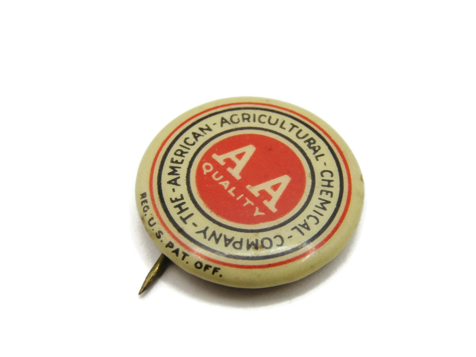 Antique AA Quality Pinback Button American Agricultural Chemical Co. Fertilizer