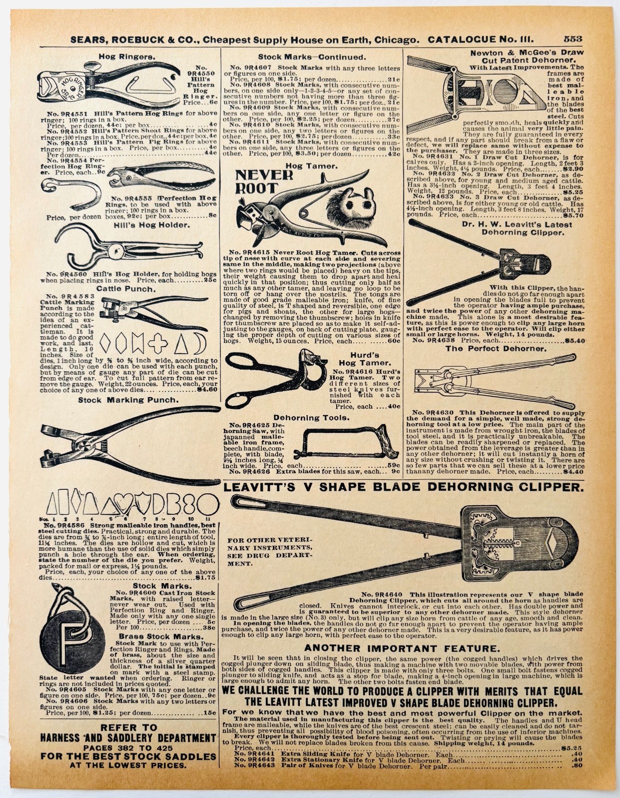 1901 Hog Tamers Ringers Reproduction Advertisement Sears Agriculture Farms DWW9A